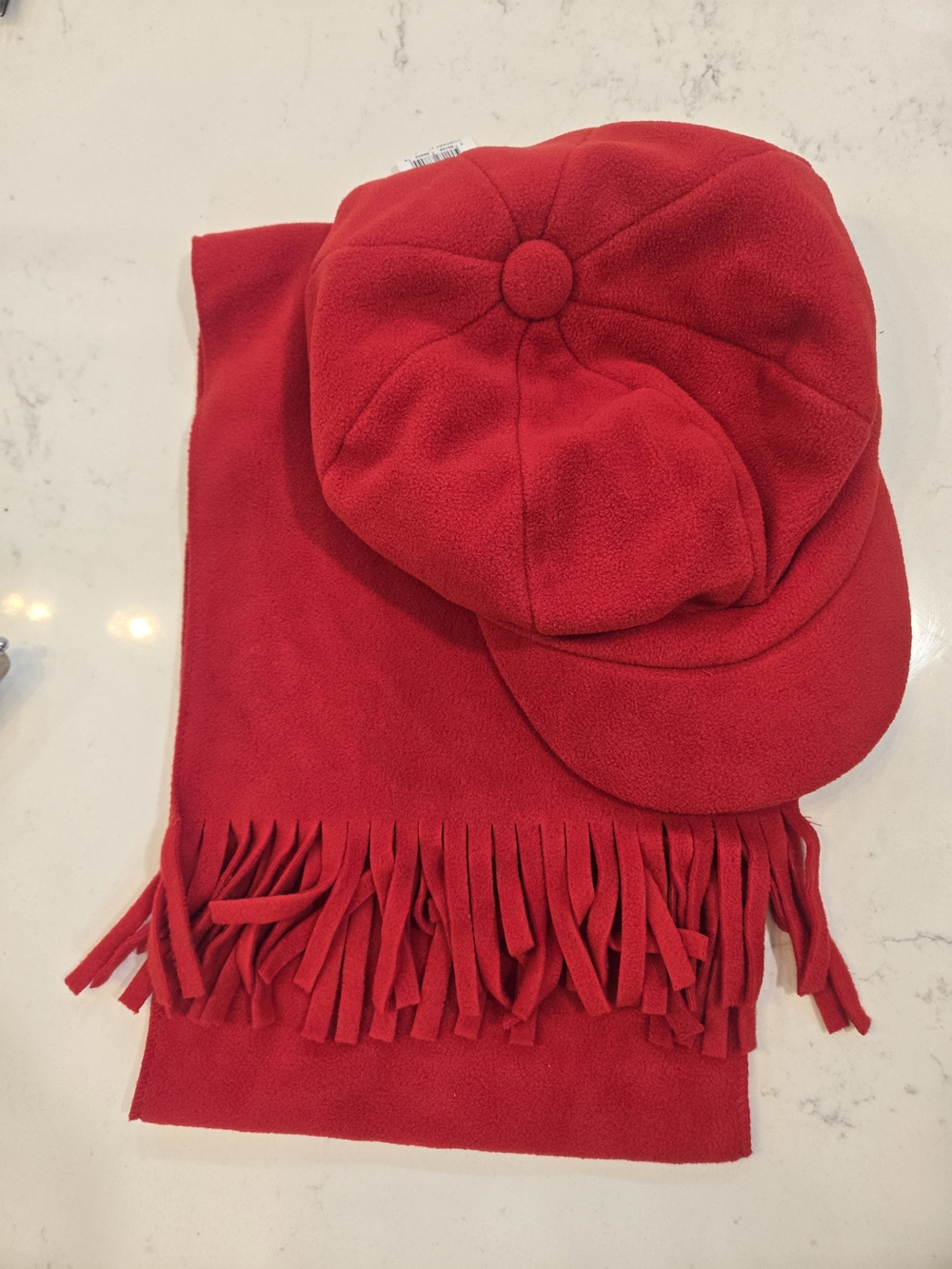 Red Women's Fleece Scarf and Newsboy Cap Set. Brand New With Tags.